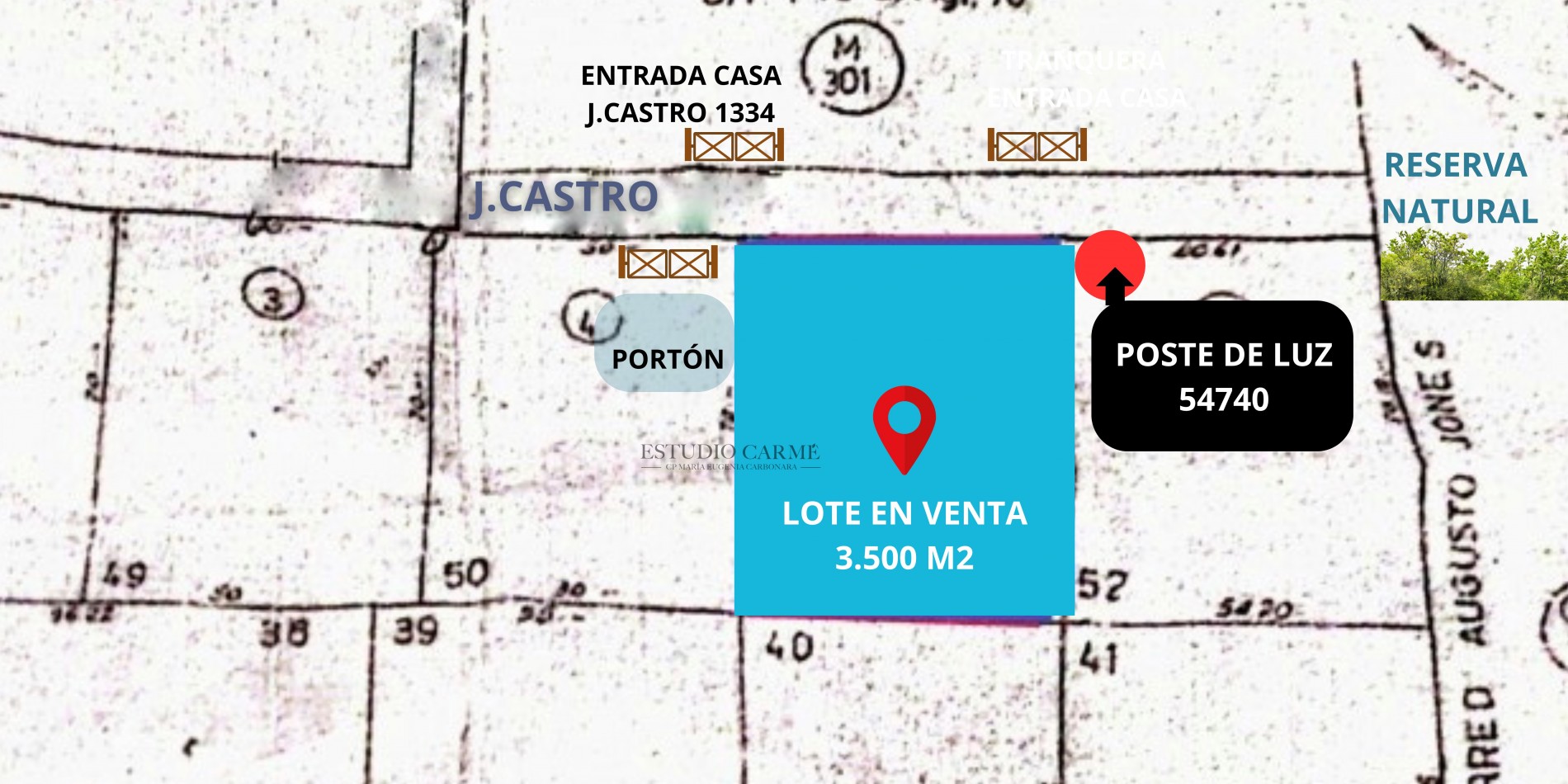 Lote en Lago Morenito sobre calle Juan Jose Castro, Bariloche. 