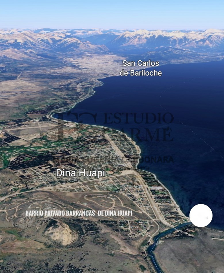 Lote vista panoramica lago Nahuel Huapi y Cordillera en Barrio Privado Barrancas de Dina Huapi L.94 venta a 15 km de Bariloche.